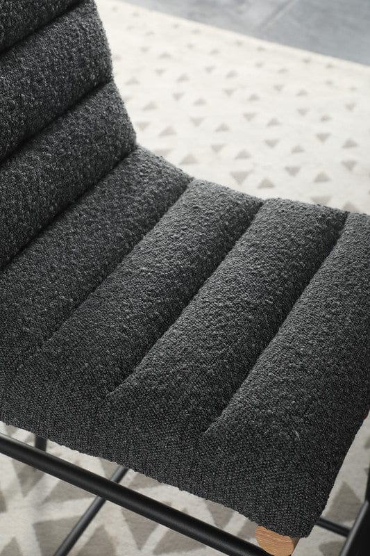 Willow & Hearth Lahni 17.75"W Dark Gray Boucle Fabric Counter Height Chair