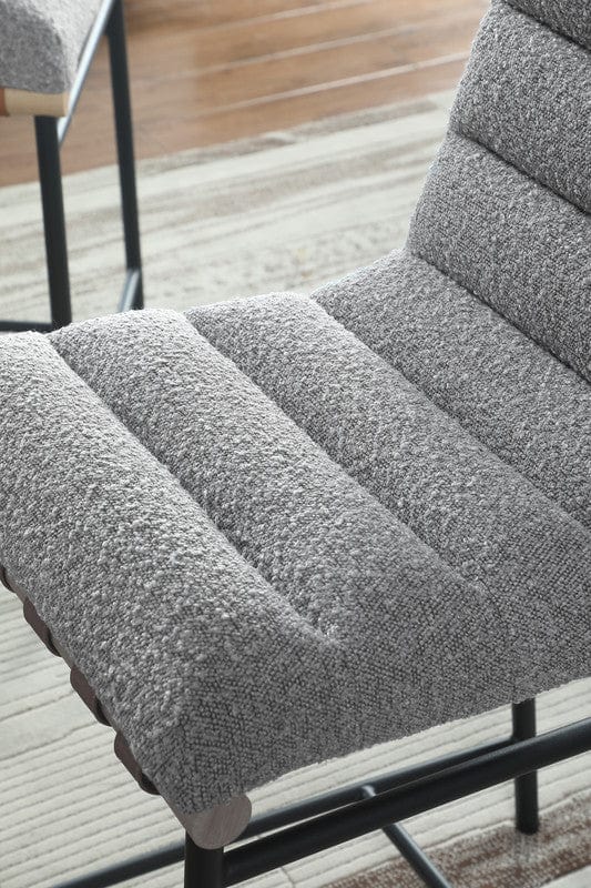 Willow & Hearth Lahni 17.75"W Gray Boucle Fabric Counter Height Chair