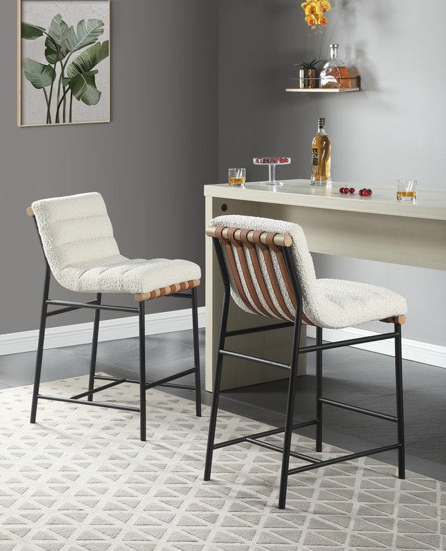 Willow & Hearth Lahni 17.75"W White Boucle Fabric Counter Height Chair