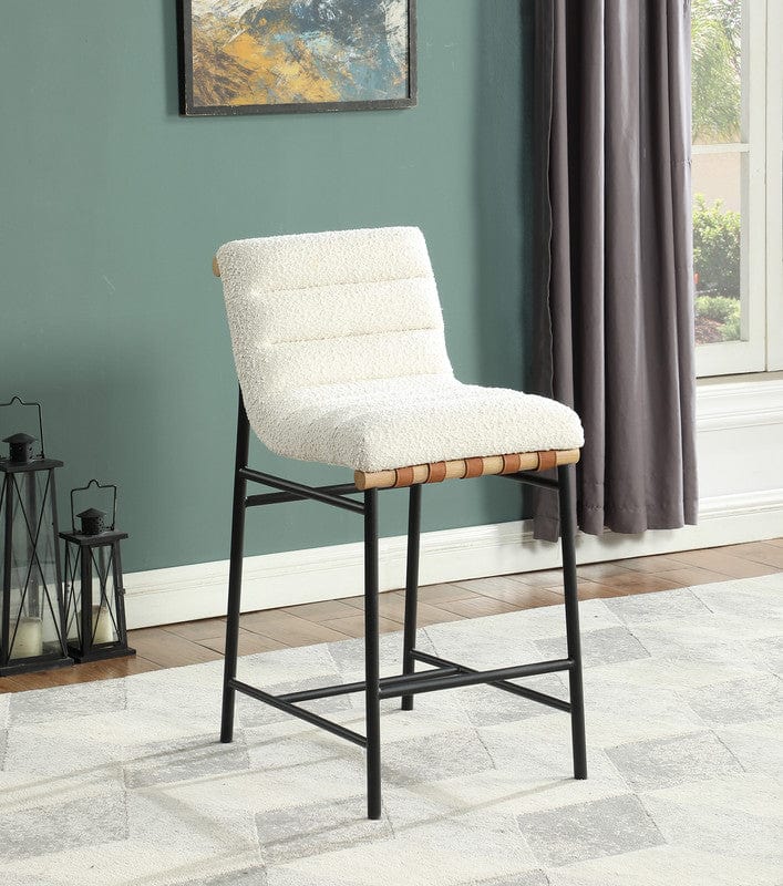 Willow & Hearth Lahni 17.75"W White Boucle Fabric Counter Height Chair