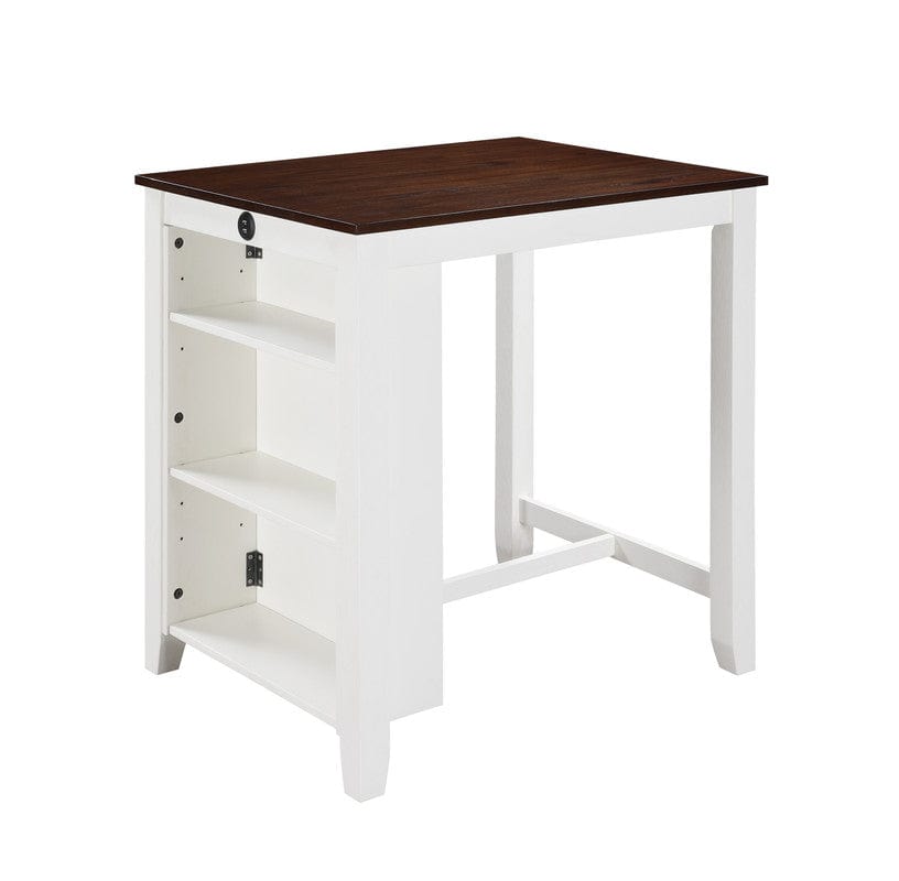 Willow & Hearth Graham 36"W 3-Piece White Finish Small Space Counter Height Dining Table with Shelves and 2 Chairs