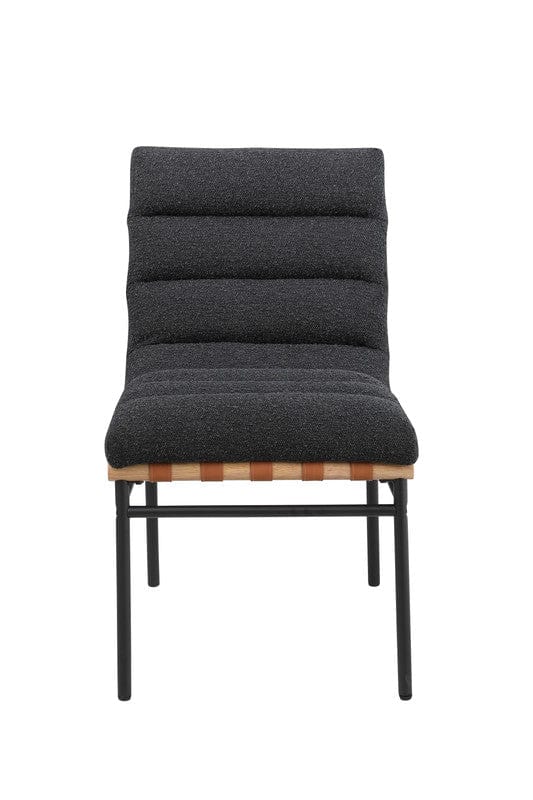 Willow & Hearth Lahni Black Boucle Fabric Set of 2 Dining Chair with Black Iron Legs