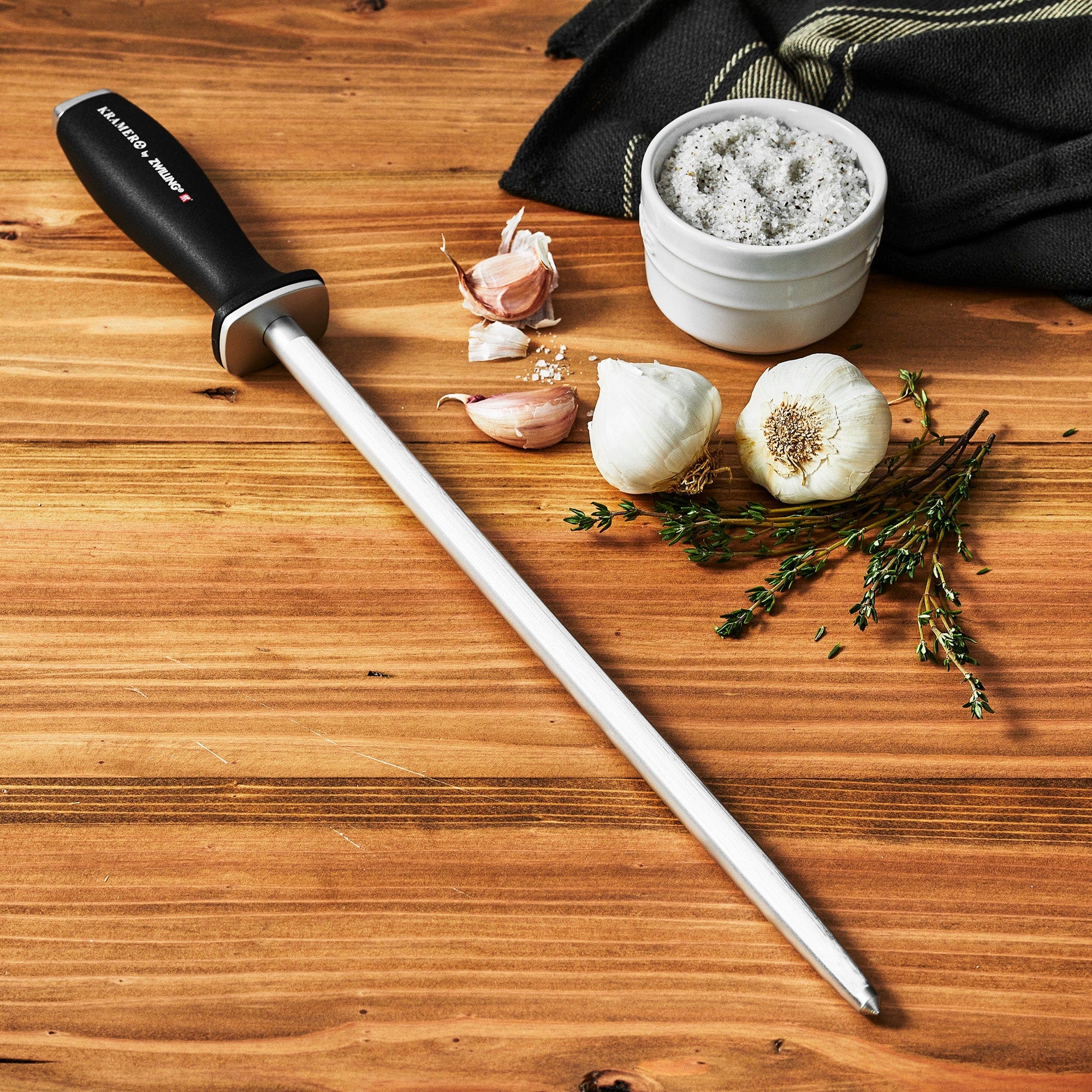 Kramer by Zwilling 12-inch Double Cut Honing Steel with Plastic Handle