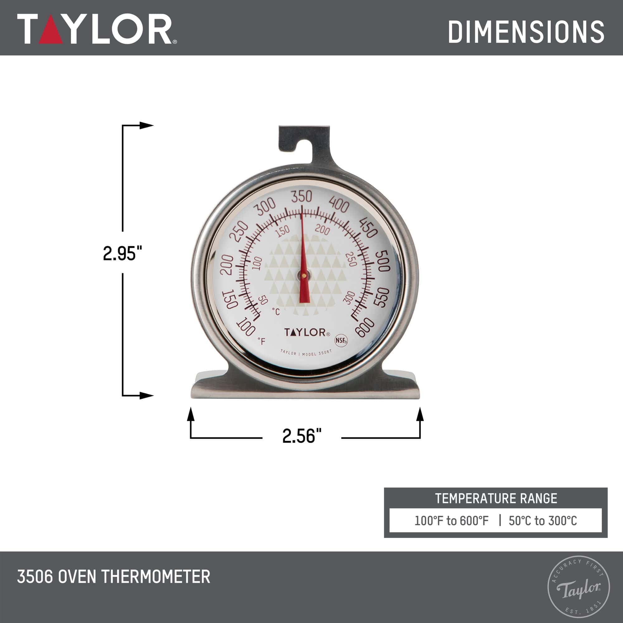 Taylor Large 2.5 Inch Dial Kitchen Cooking Oven Thermometer