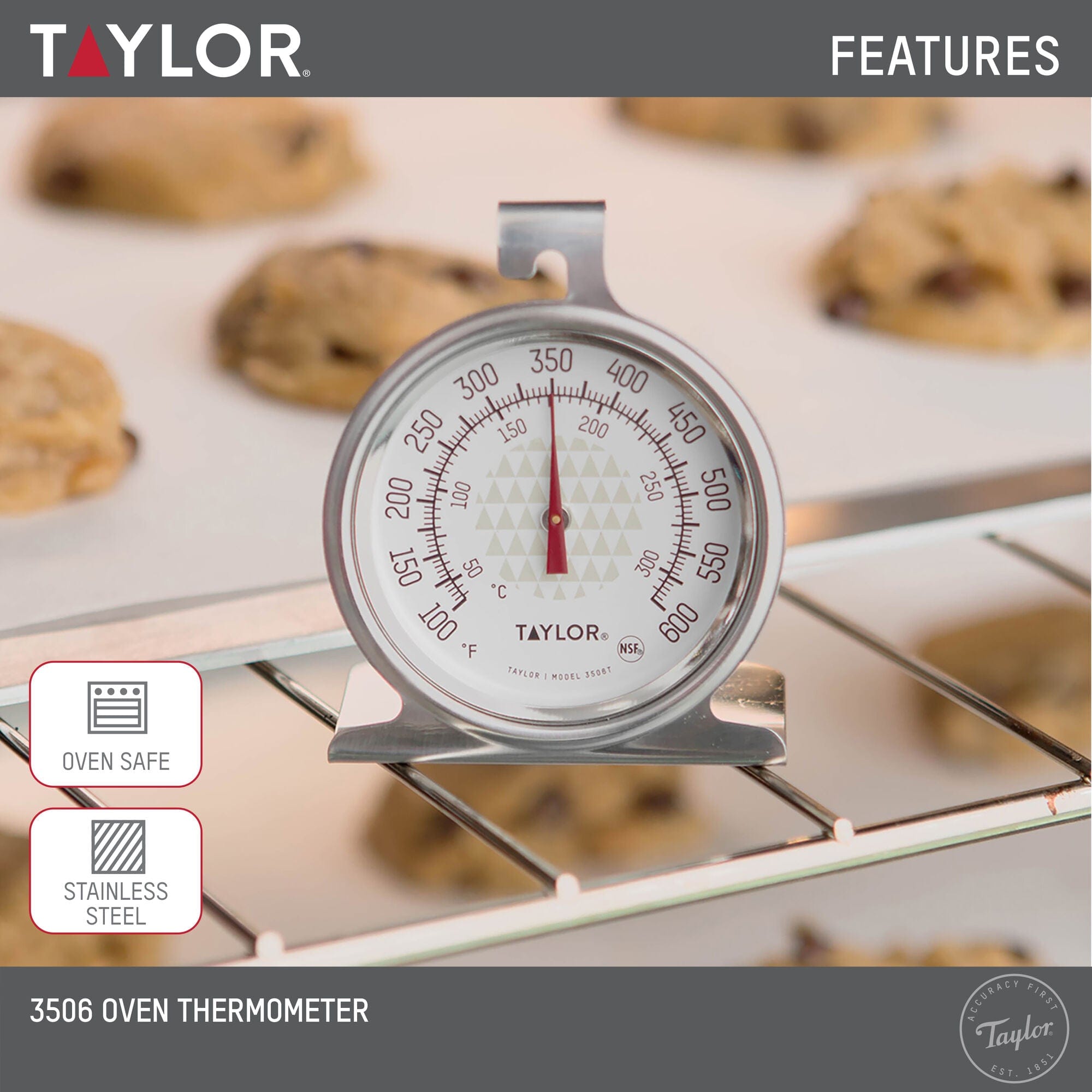 Taylor Large 2.5 Inch Dial Kitchen Cooking Oven Thermometer