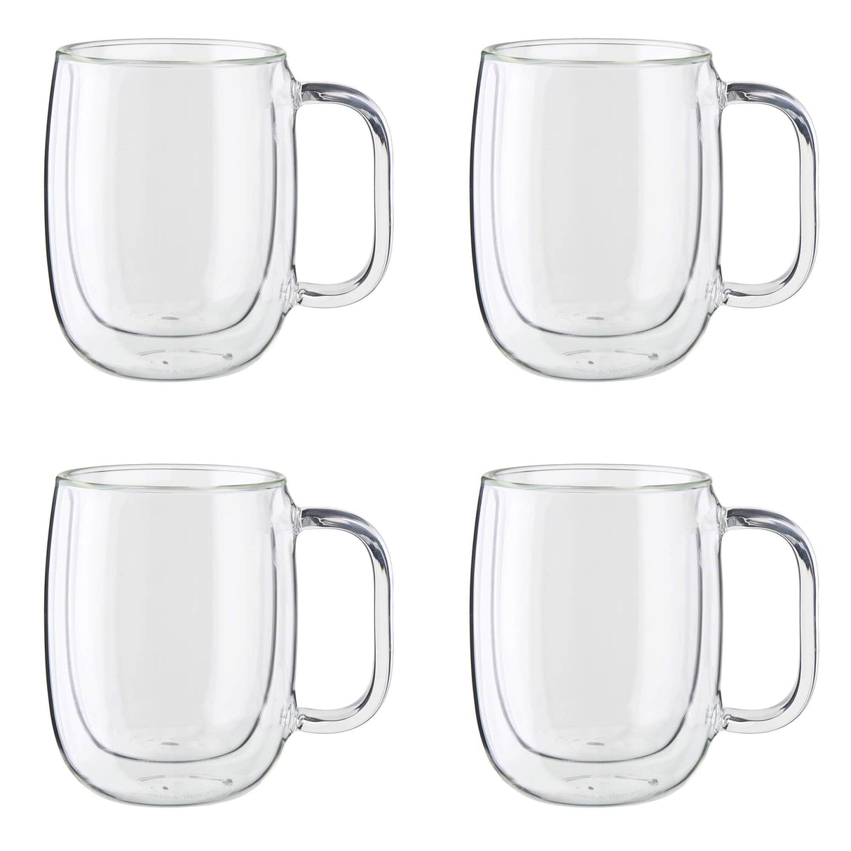 Zwilling Sorrento Plus 4-pc Double Wall Glass Coffee Mugs, Insulated Coffee Mug, Clear