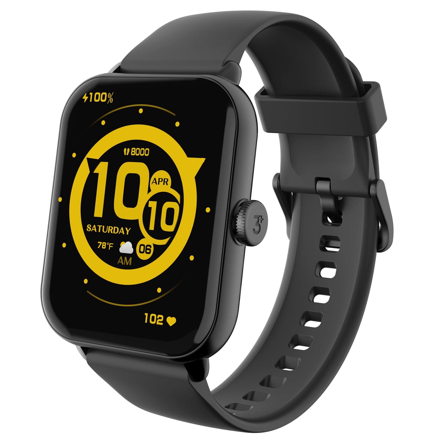 3Plus Vibe Lite BT Smartwatch with 1.96" Color Touch Screen, Bluetooth Calling, Heart Rate/Blood Oxygen/Sleep, 24 Workouts, and IP68 Water-Resistant