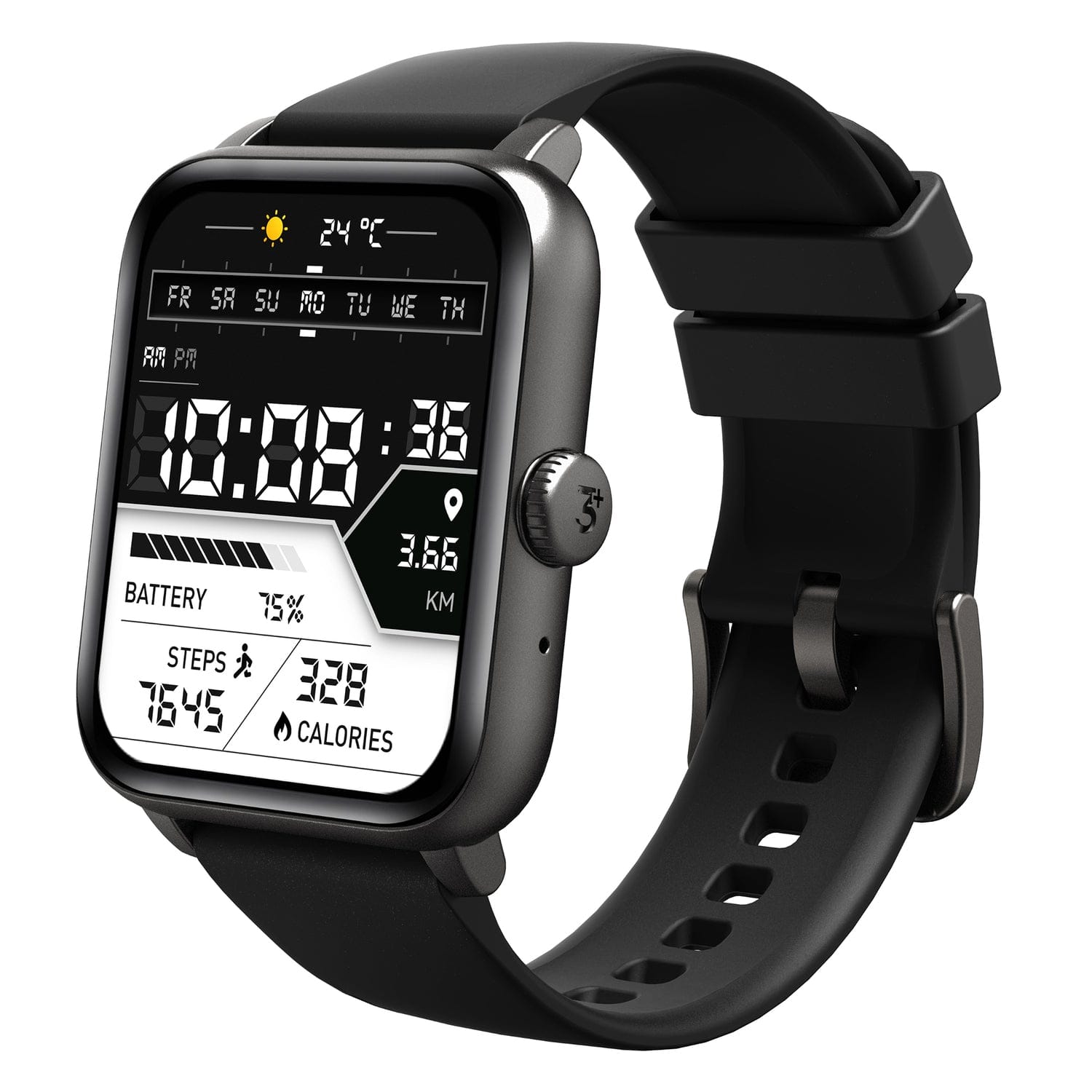 3Plus Vibe Fit Smartwatch with 1.83-In. Color Touch Screen, Bluetooth Calling, Heart Rate/Blood Oxygen/Sleep, 50+ Workouts, and IP68 Water-Resistant