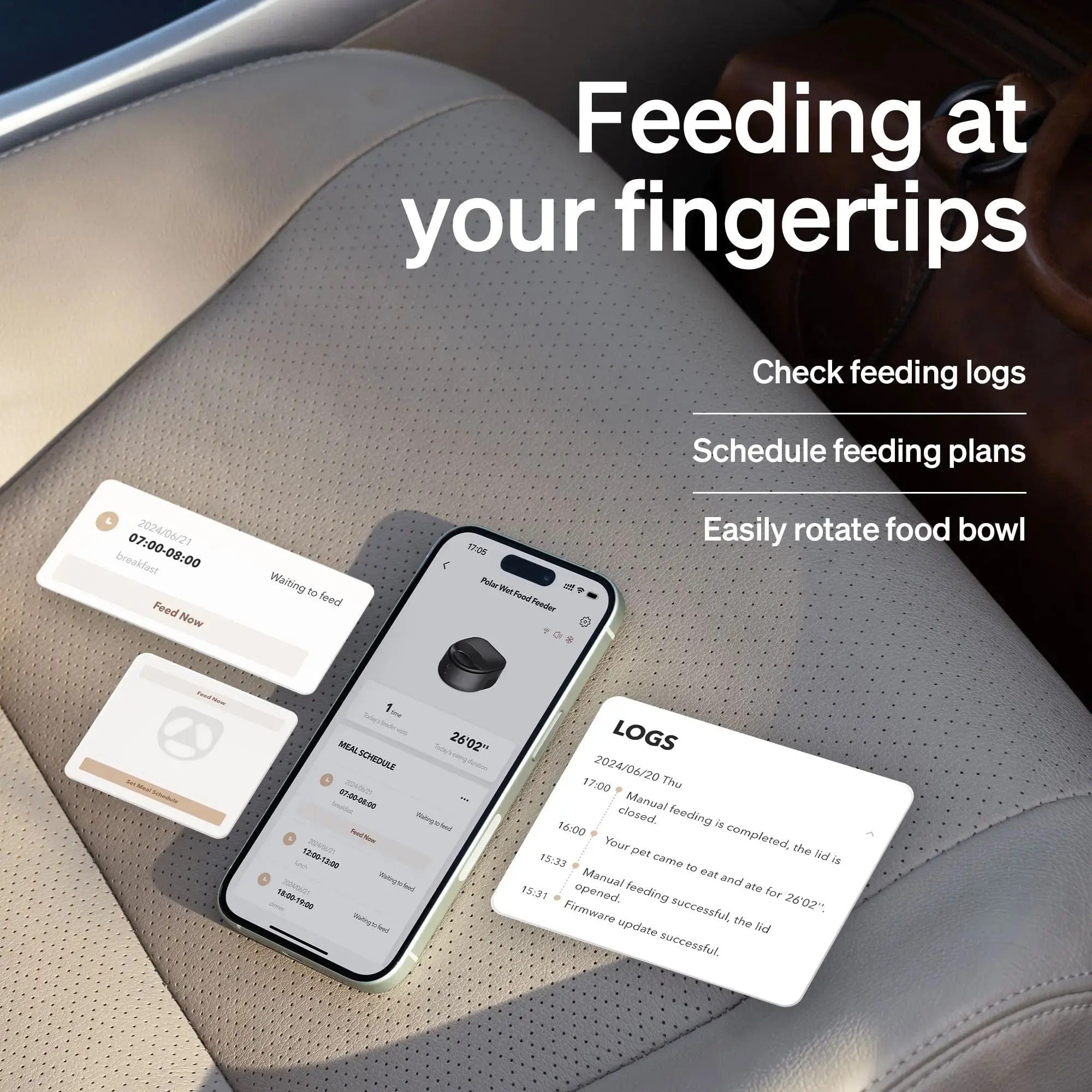 Petlibro Polar App Control Smart Wet Food Pet Feeder, 3 Meals, Anti-Pinch, Black - Certified Refurbished