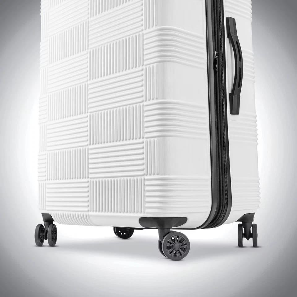 American Tourister NXT Hardside Large Checked Spinner Suitcase, White