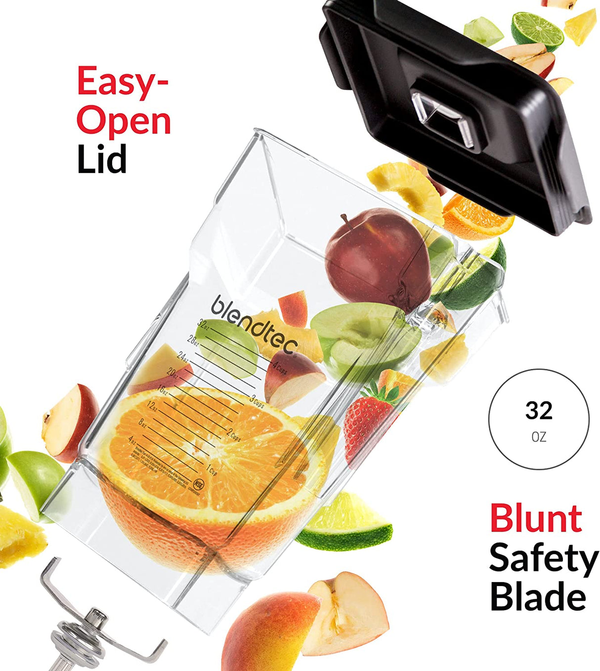 Blendtec FourSide Jar, 32 oz, Clear