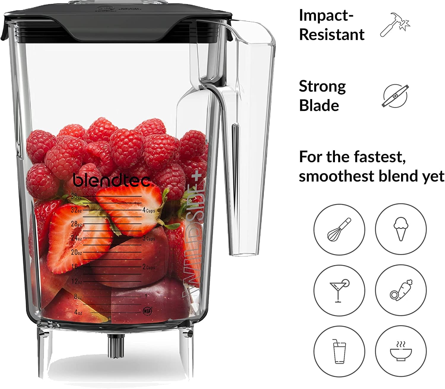 Blendtec WildSide+ Jar, 36 oz, Clear