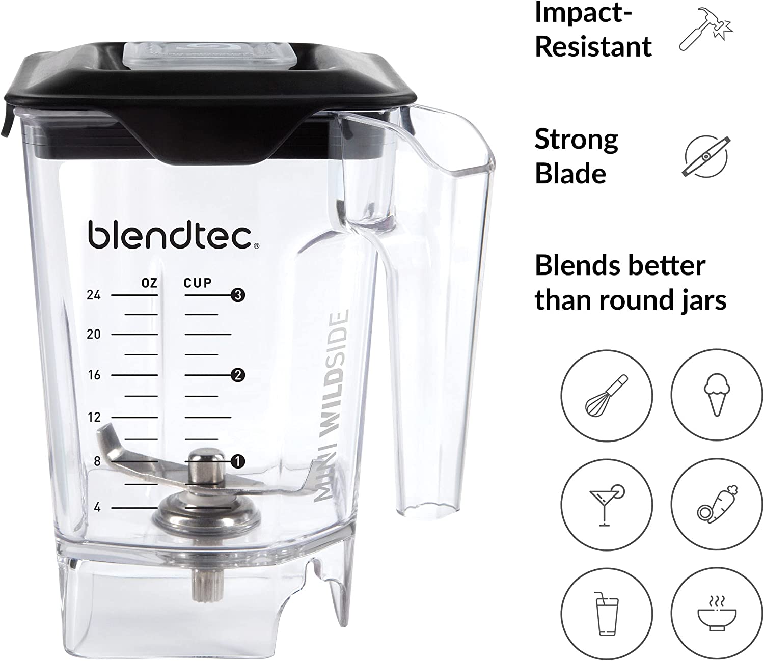 Blendtec Mini WildSide Jar, 24 oz, Clear