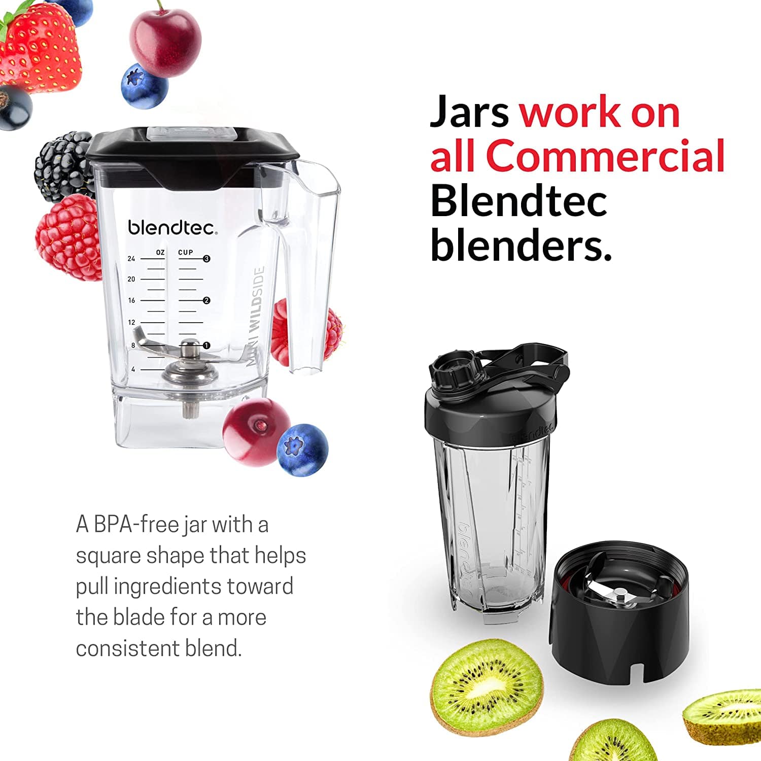 Blendtec Mini WildSide Jar, 24 oz, Clear