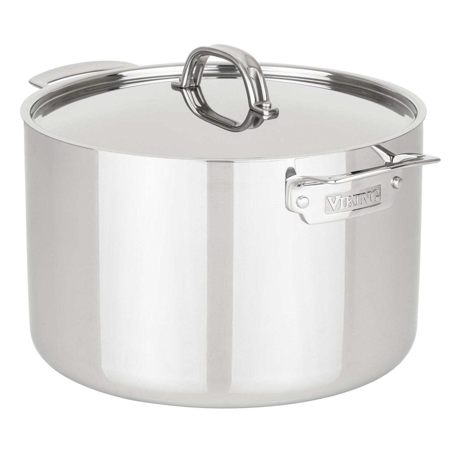 Viking 3-Ply 12-qt Stoock Poot with Metal Lid, Mirror Finish
