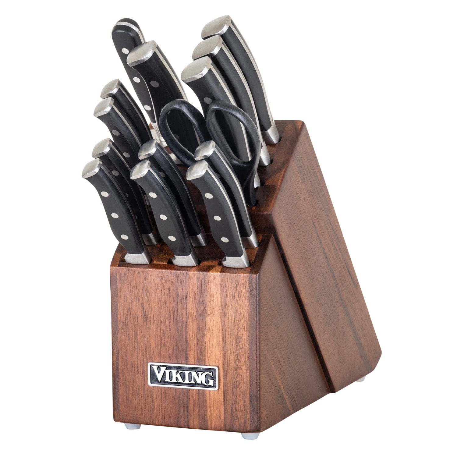 Viking 15-pc Stainless Steel Cutlery Block Set, Acacia Block