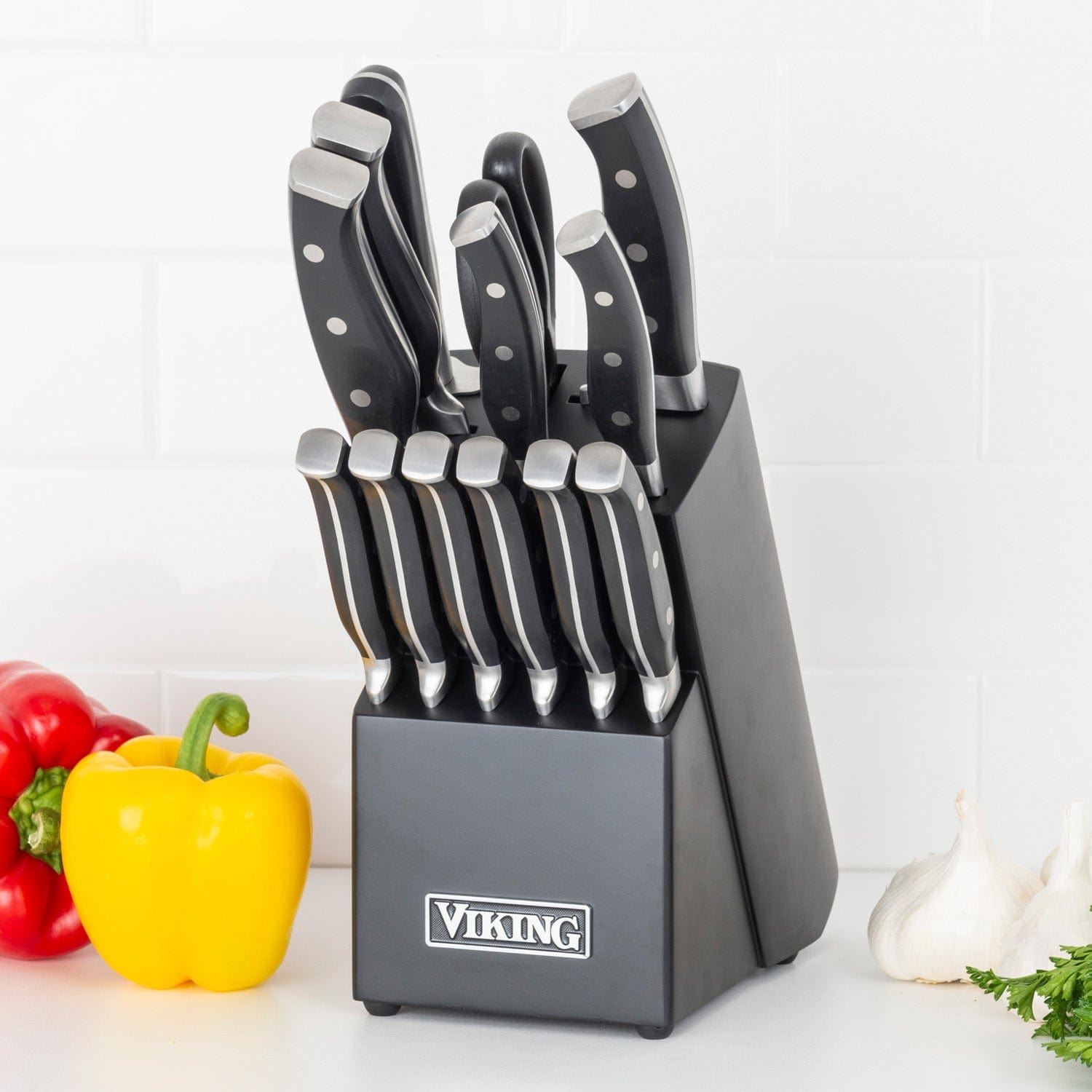 Viking 14-pc Stainless Steel Cutlery Block Set, Black Block