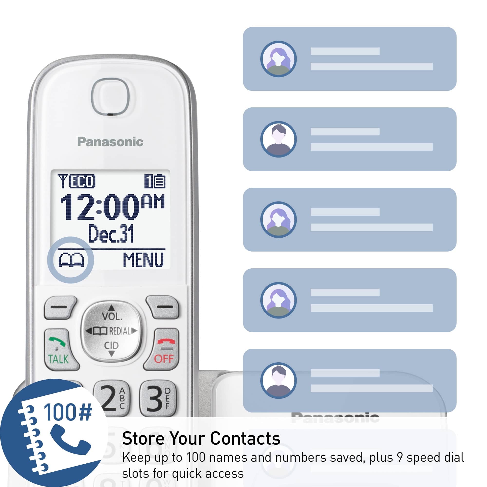 Panasonic Cordless Phone, Call Block & Answering Machine, 2 Handsets - Certified Refurbished