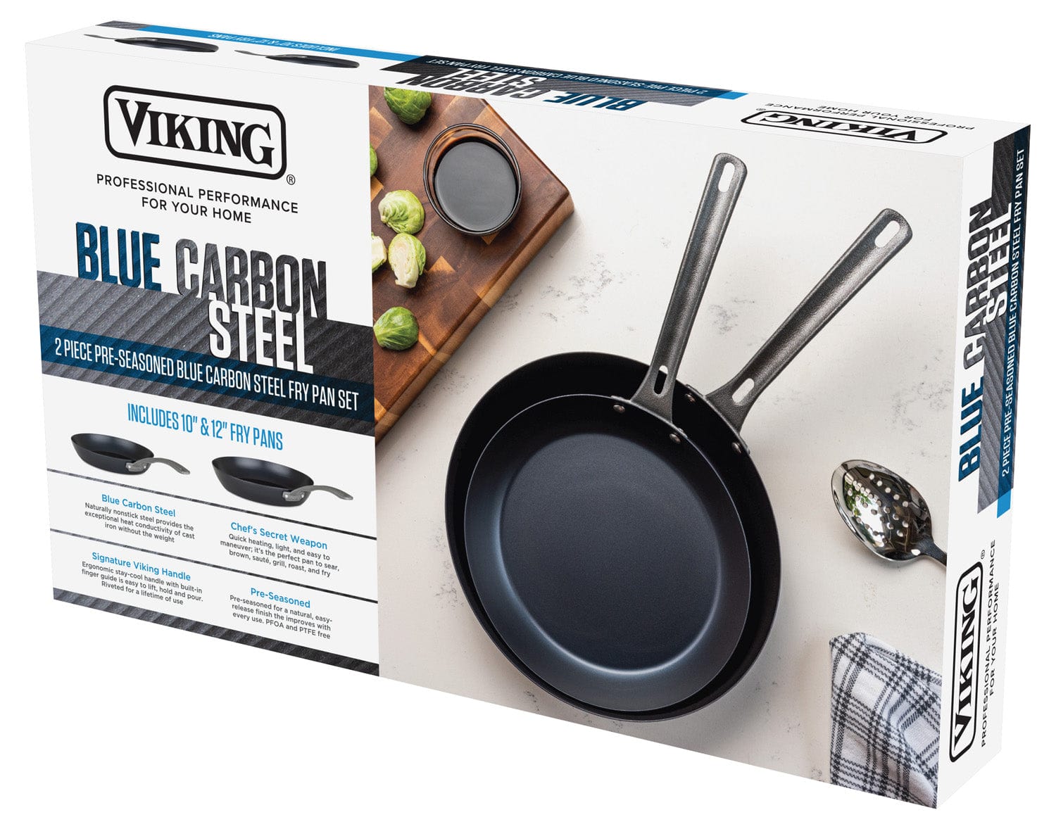 Viking 2-pc Blue Steel Fry Pan Set, 10" & 12"