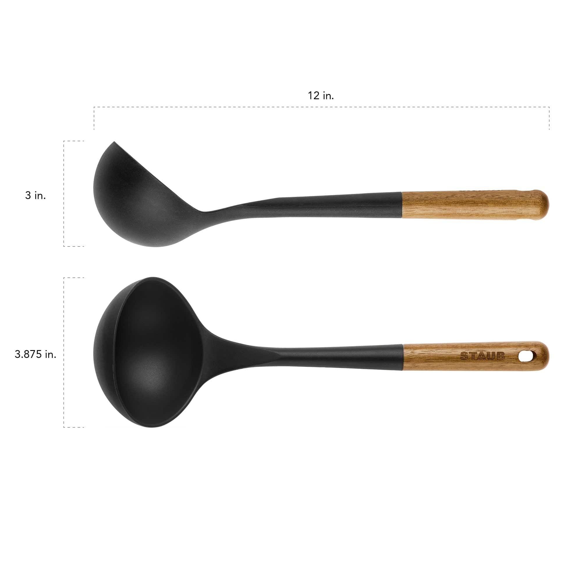 Staub Silicone Soup Ladle, BPA-Free Cooking Utensil with Wood Handle