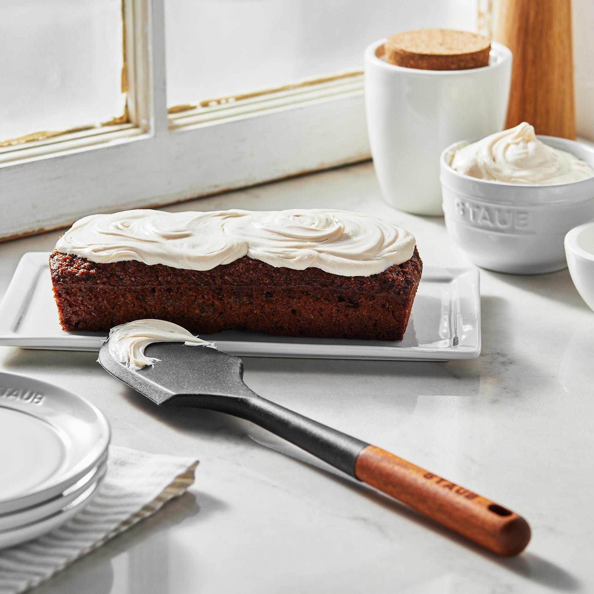 Staub Silicone Spatula, BPA-Free Cooking Utensil with Wood Handle