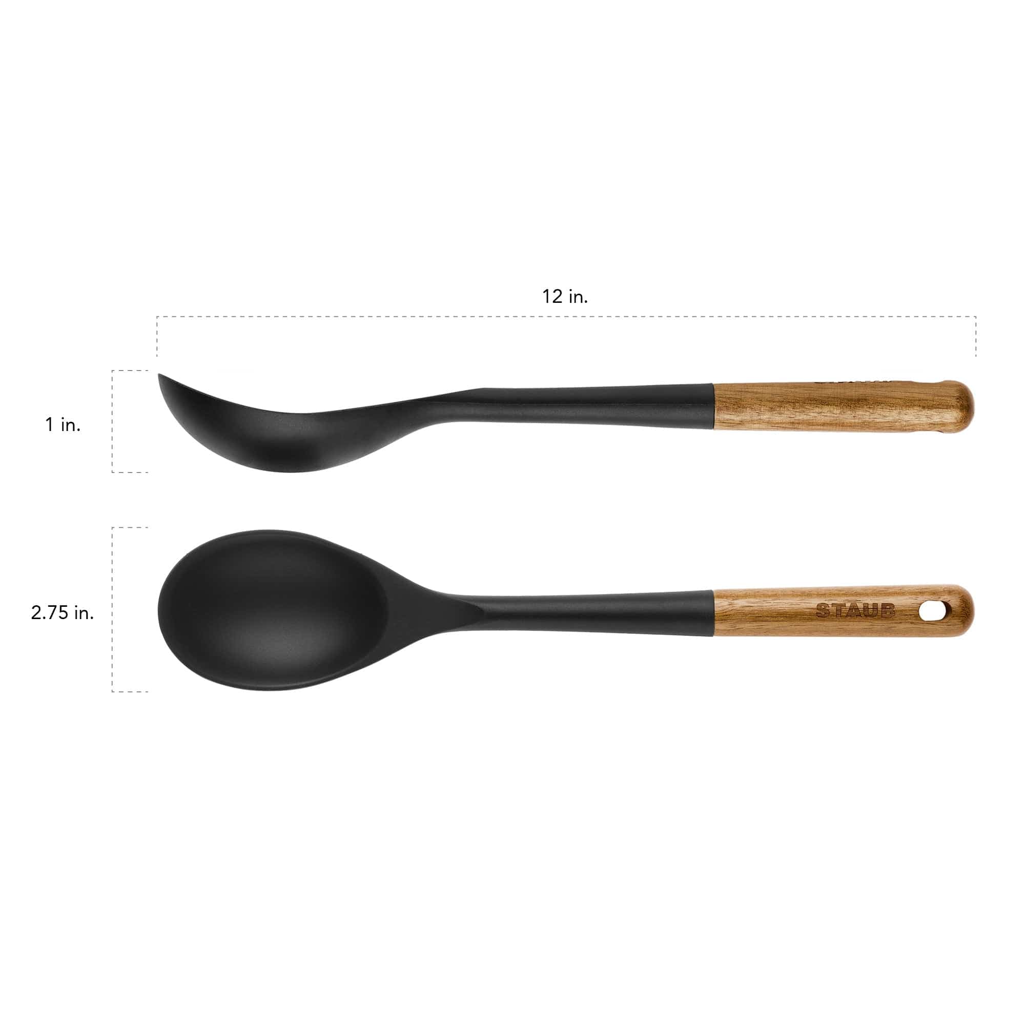 Staub Silicone Serving Spoon, BPA-Free Cooking Utensil with Wood Handle