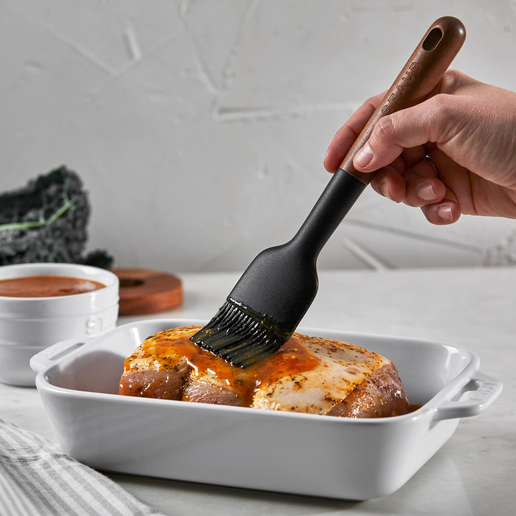 Staub Silicone Pastry Brush, BPA-Free Cooking Utensil with Wood Handle