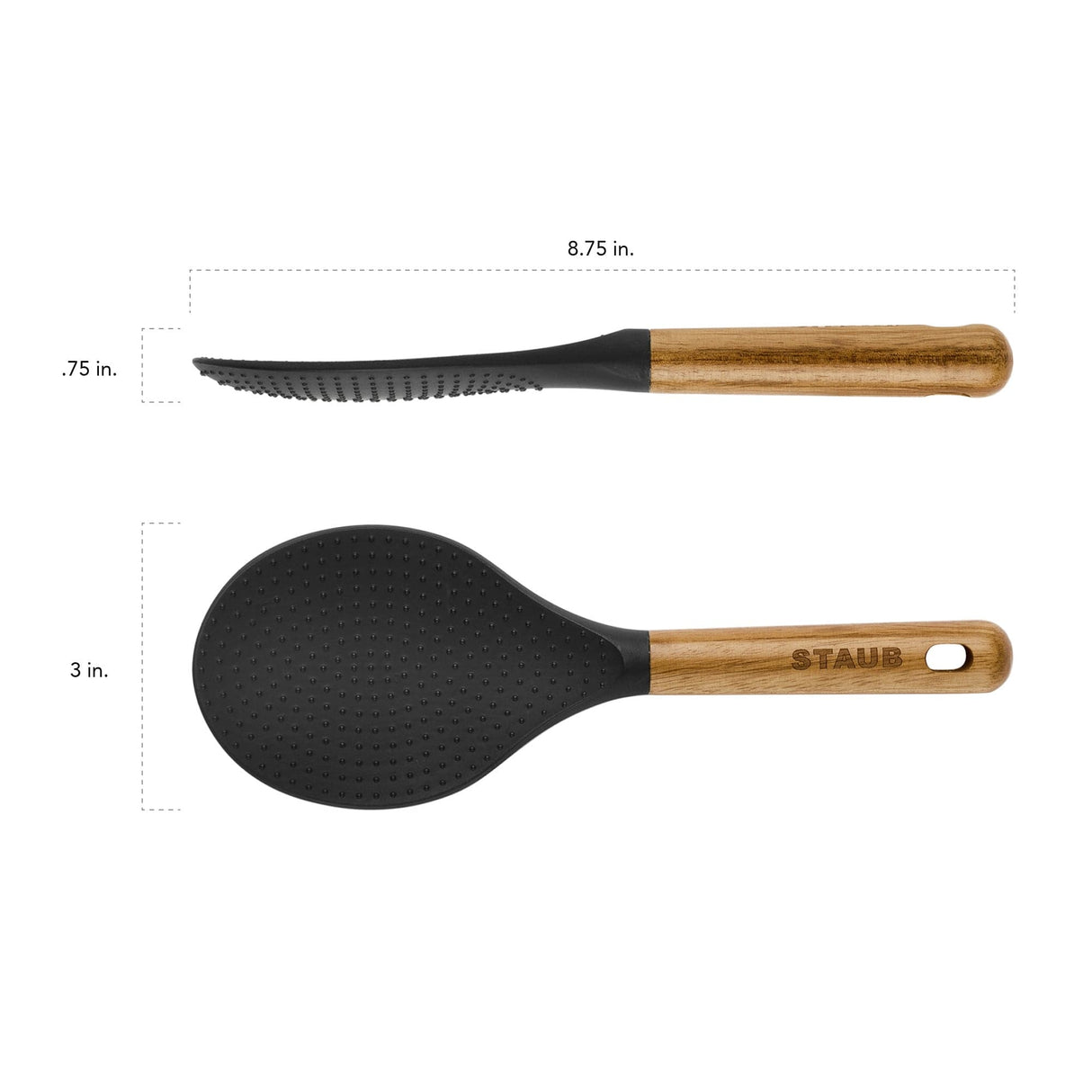 Staub Silicone Rice Spoon, BPA-Free Cooking Utensil with Wood Handle