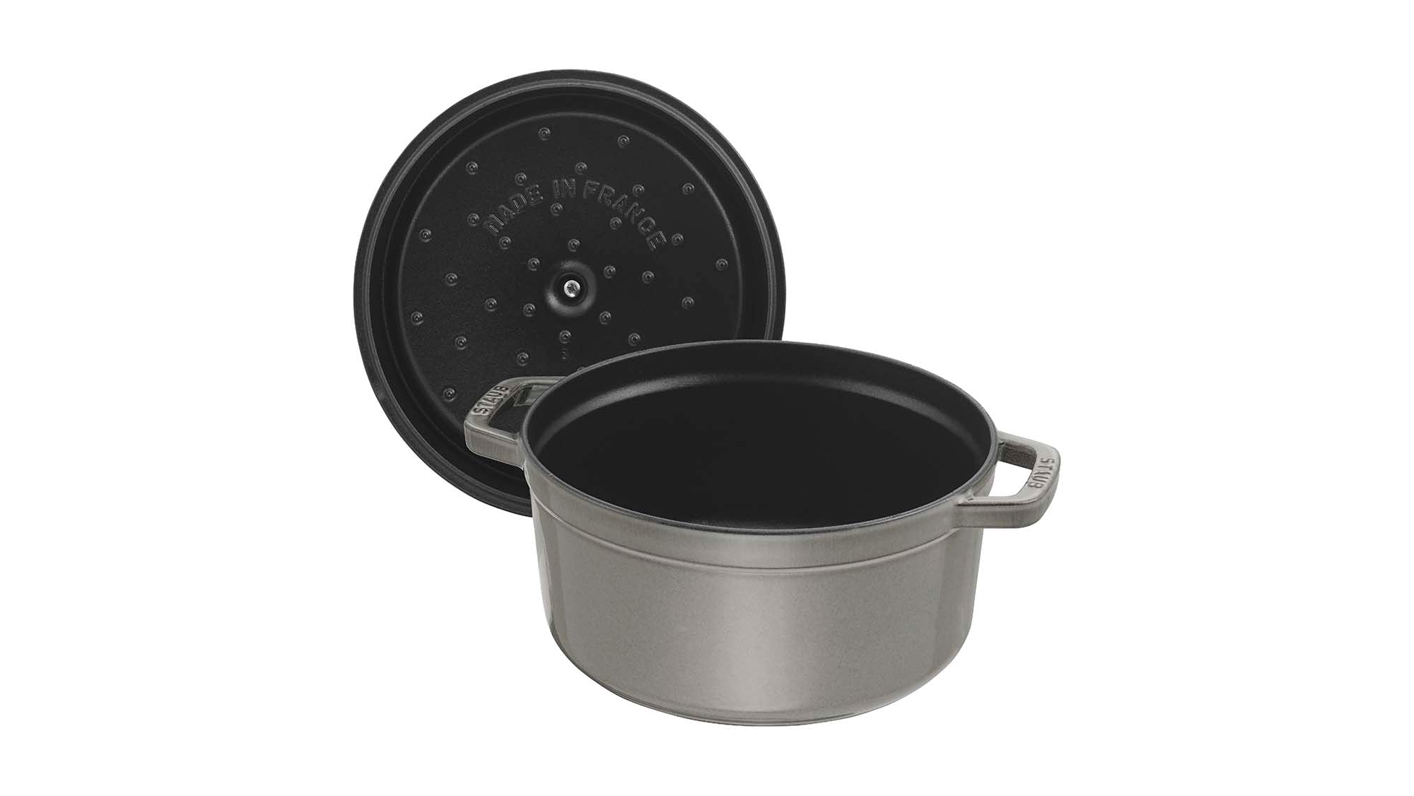 Staub Cast Iron 7-qt Round Cocotte, Dutch Oven - Graphite Grey