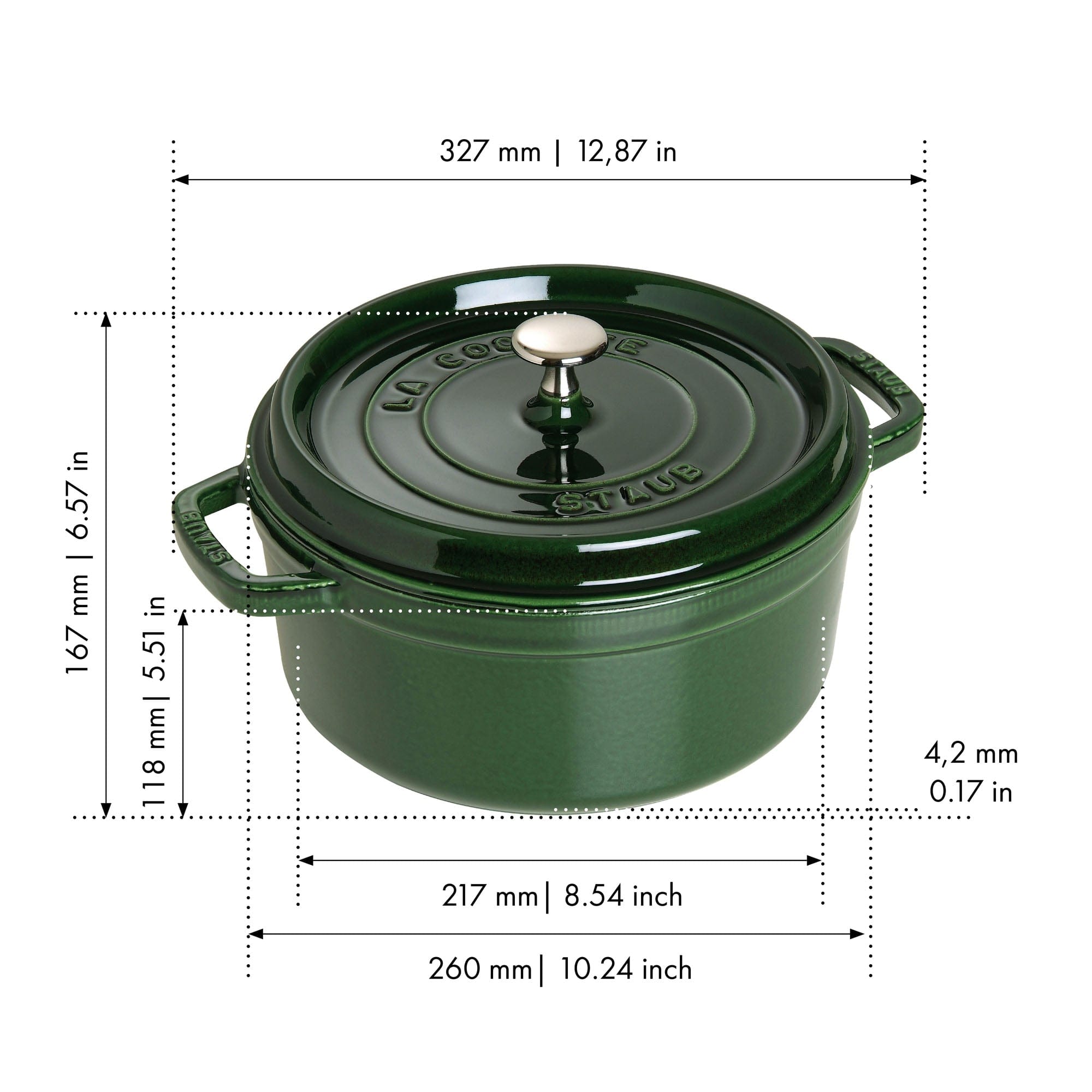 Staub Cast Iron 5.5-qt Round Cocotte, Dutch Oven - Basil