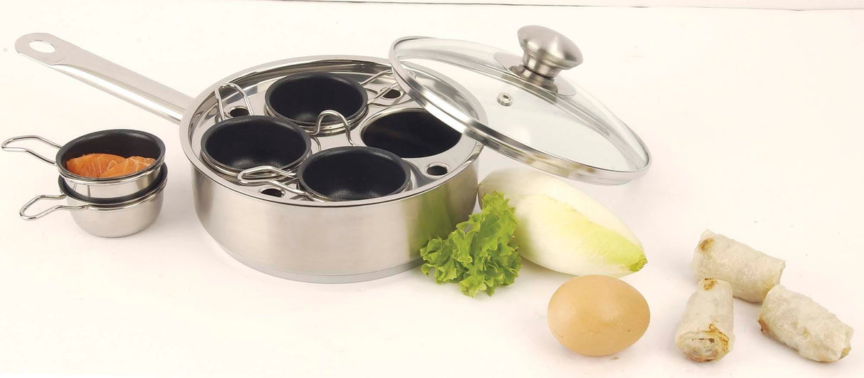 Demeyere Resto 4-cup Stainless Steel Egg Poacher Set