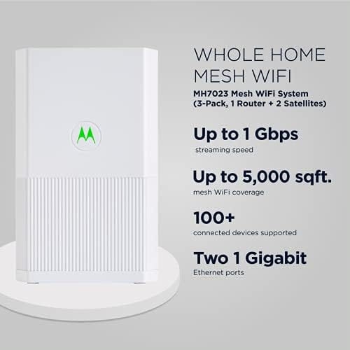 Motorola Mesh WiFi System, 3-Pack, AC2200 Tri-Band, 9,000 sq ft Coverage, Router + 2 Satellites, Parental Controls, Easy Setup