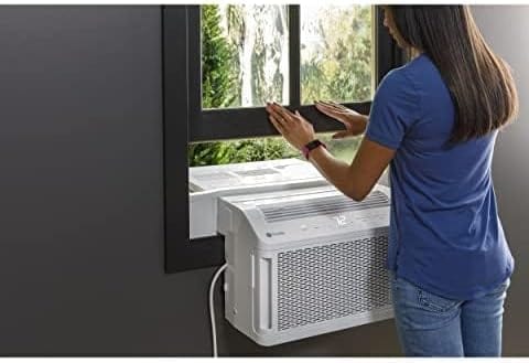 GE Profile ClearView 8300 BTU Window Air Conditioner Unit, U-Shaped Adjustable Depth, Up to 350 sq ft., White - Certified Refurbished