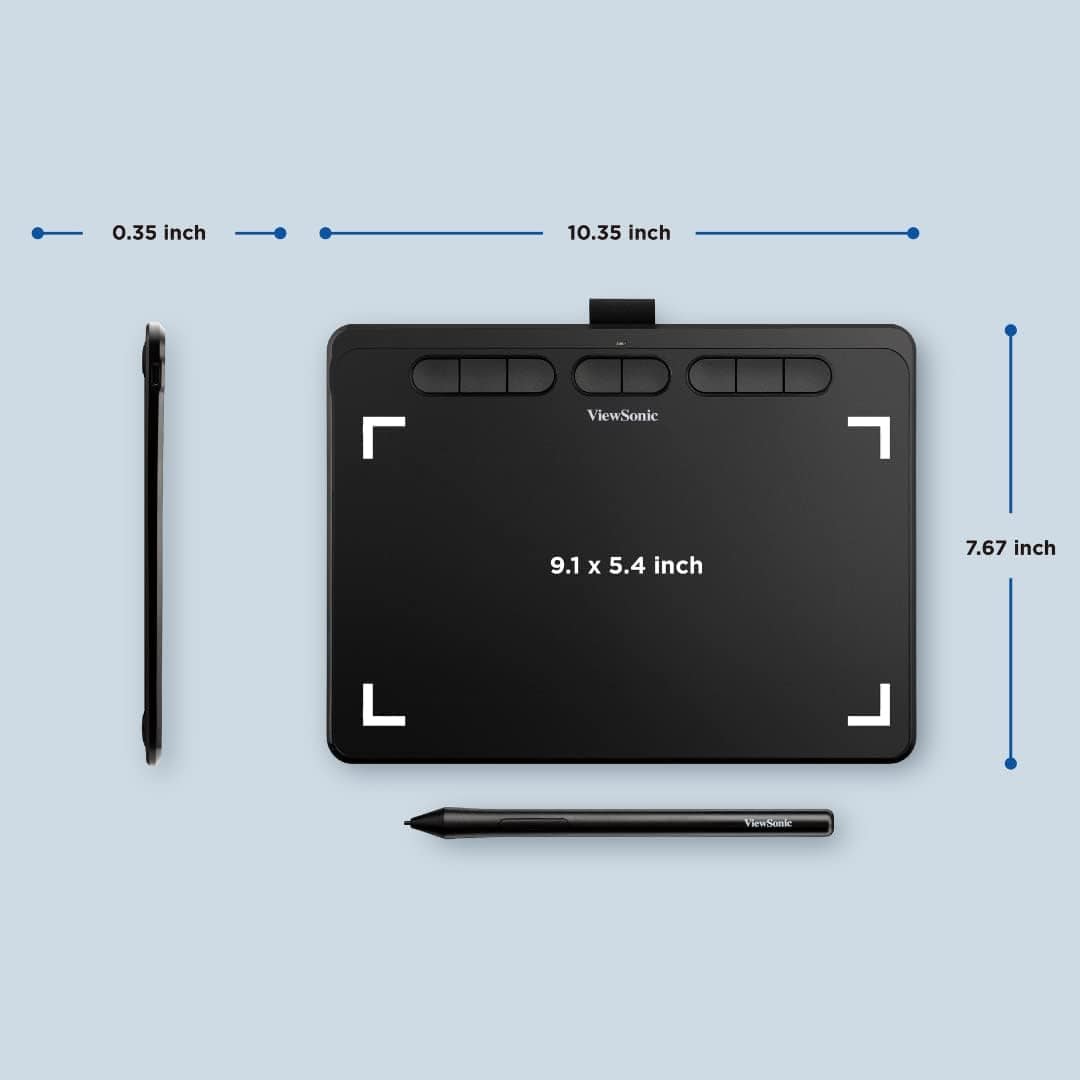 ViewSonic 10" Graphics Tablet, 8192 Pressure Pen, ±60° Tilt, Portable for Students/Creators, Mac/Windows Compatible