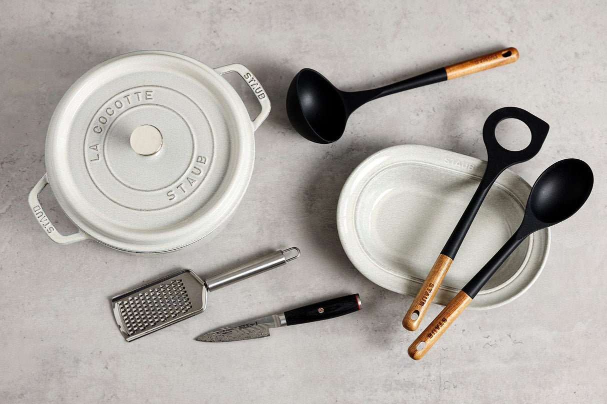 Staub Cast Iron 4-qt Round Cocotte, Dutch Oven - White Truffle