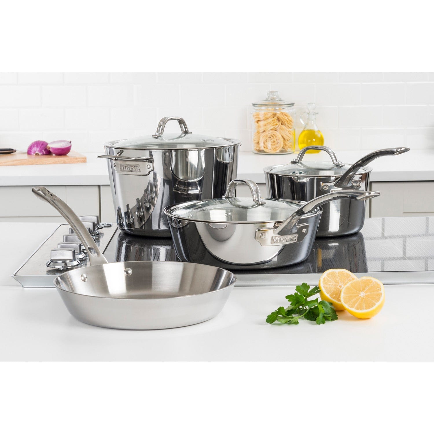 Viking Contemporary 3-Ply 7-pc Cookware Set, Mirror Finish