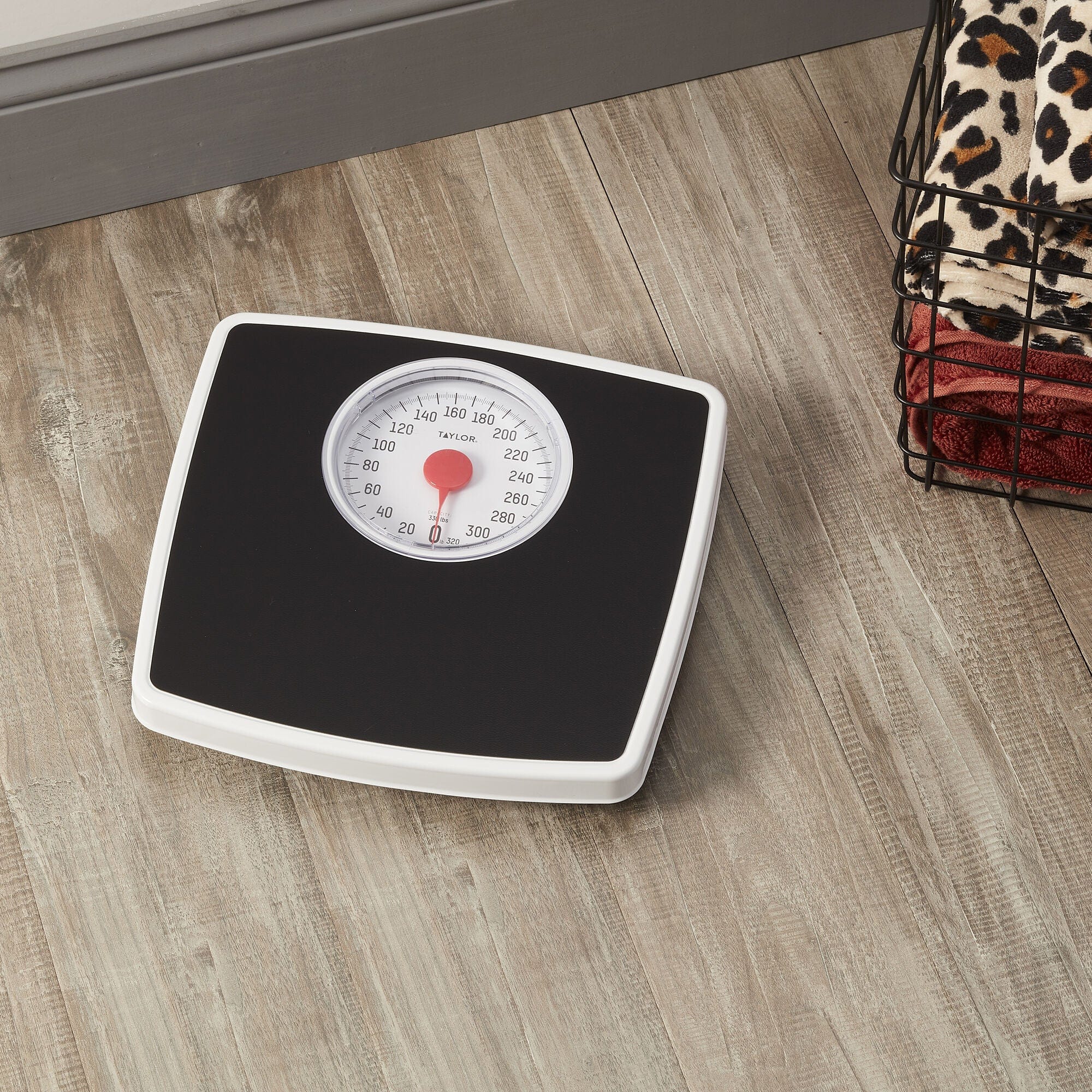 Taylor Battery Free Analog Scales for Body Weight, 330LB Capacity, Easy to Read Large Dial, Vinyl Mat Platform, Black