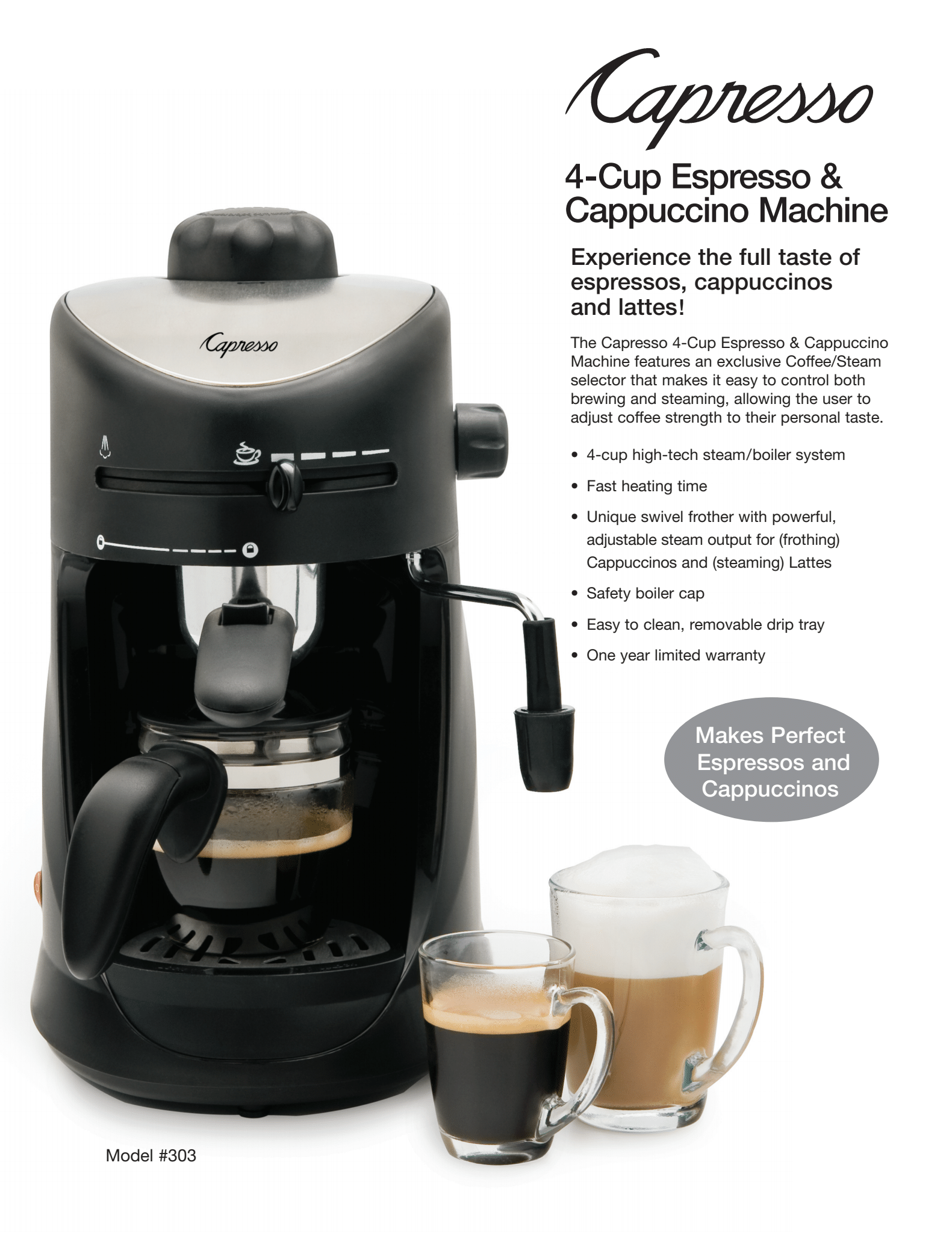 Capresso 4CUPESPRESSO-RB 303.01 4-Cup Espresso and Cappuccino Machine-Certified Refurbished