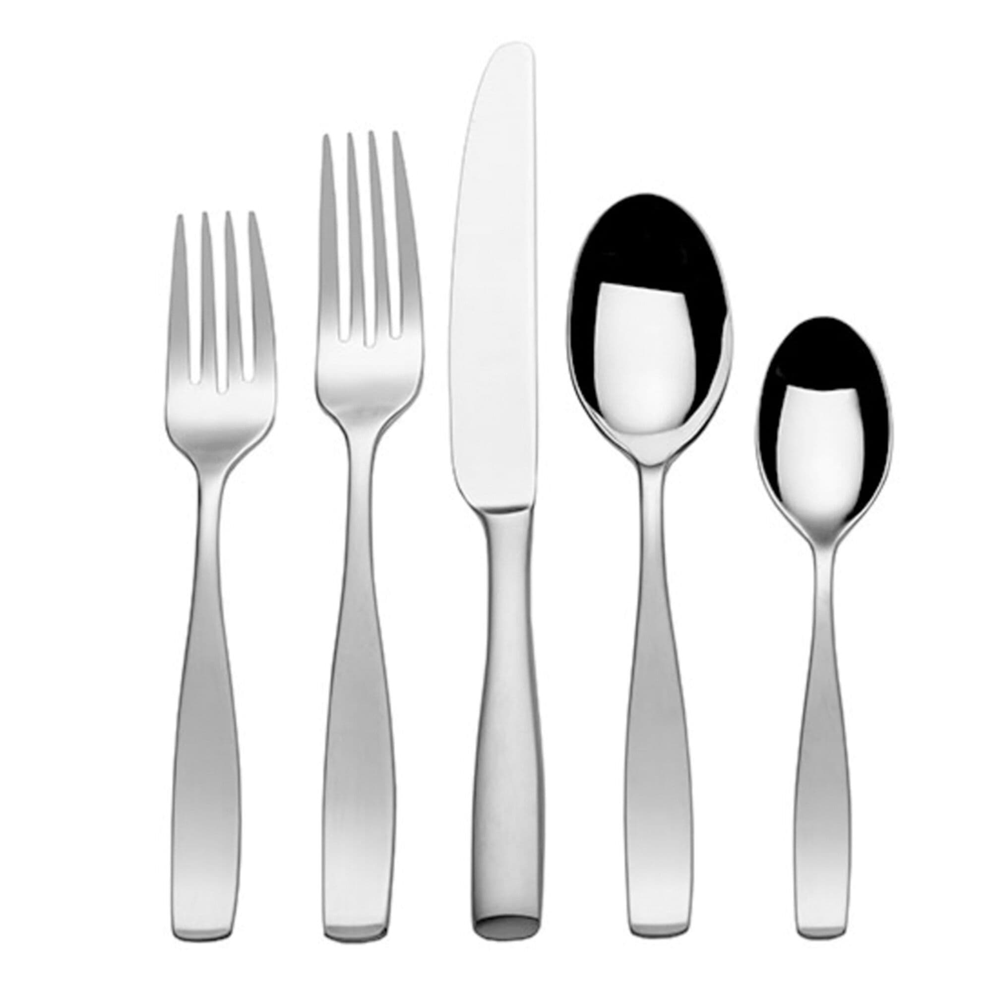 Mikasa Satin Loft 65-Piece 18/10 Stainless Steel Flatware Set with Serving Utensil Set, Service for 12