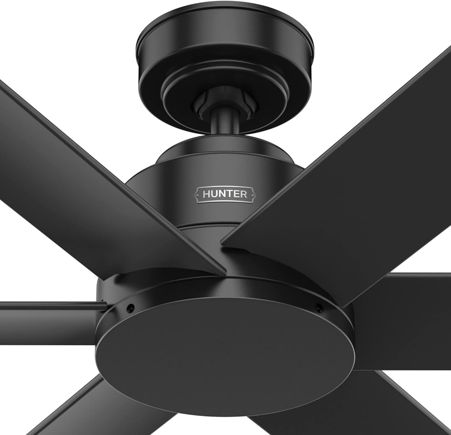 Hunter Fans 52" Kennicott Industrial Style Outdoor Patio SureSpeed Ceiling Fan with Wall Control, Matte Black