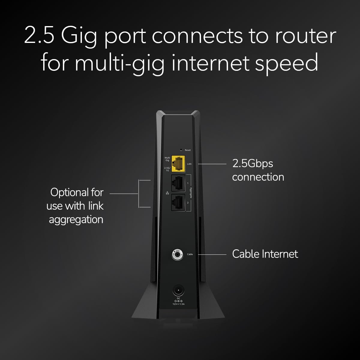 Netgear CM3000 Nighthawk DOCSIS 3.1 Mid/high-Split Cable Modem, Up to 2.5Gbps, Black - Certified Refurbished