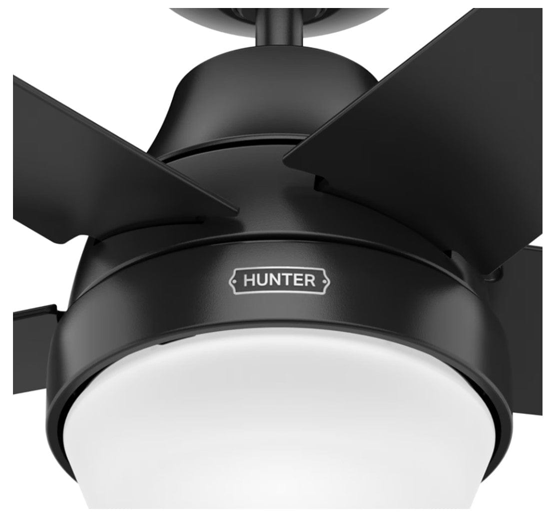Hunter Fans 52" Aerodyne SureSpeed SimpleConnect Smart Ceiling Fan with LED Light + Remote, Matte Black