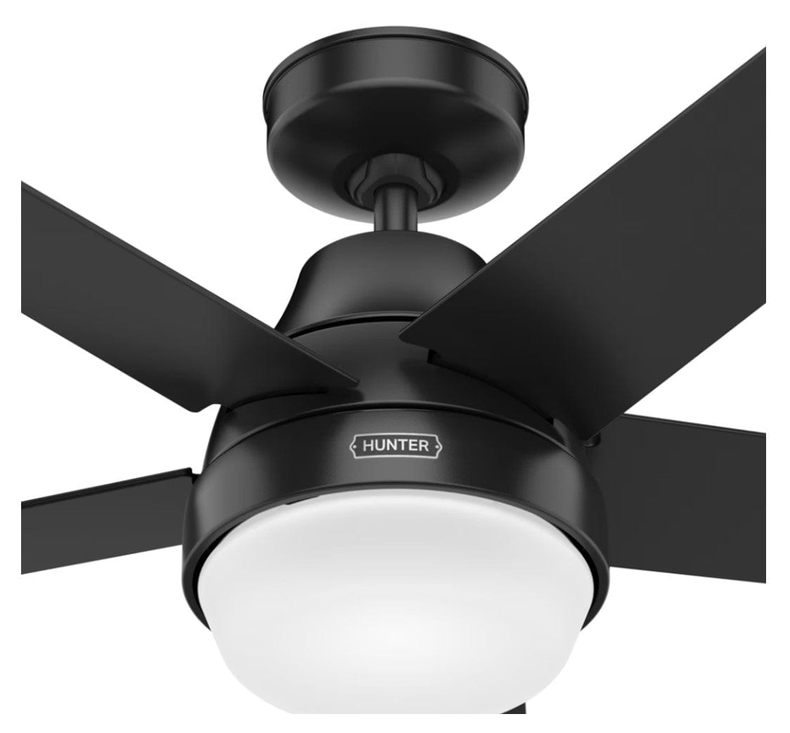 Hunter Fans 52" Aerodyne SureSpeed SimpleConnect Smart Ceiling Fan with LED Light + Remote, Matte Black