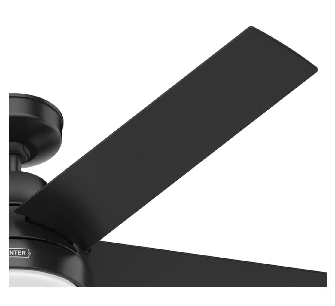 Hunter Fans 52" Aerodyne SureSpeed SimpleConnect Smart Ceiling Fan with LED Light + Remote, Matte Black