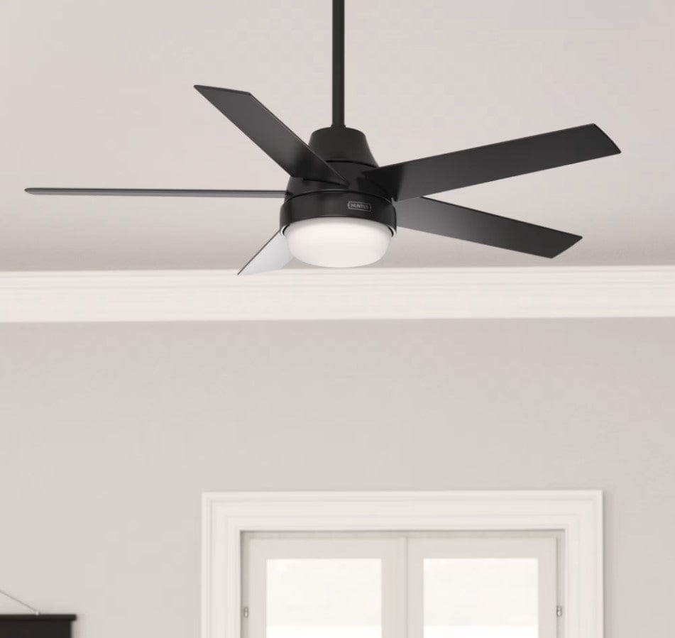 Hunter Fans 52" Aerodyne SureSpeed SimpleConnect Smart Ceiling Fan with LED Light + Remote, Matte Black