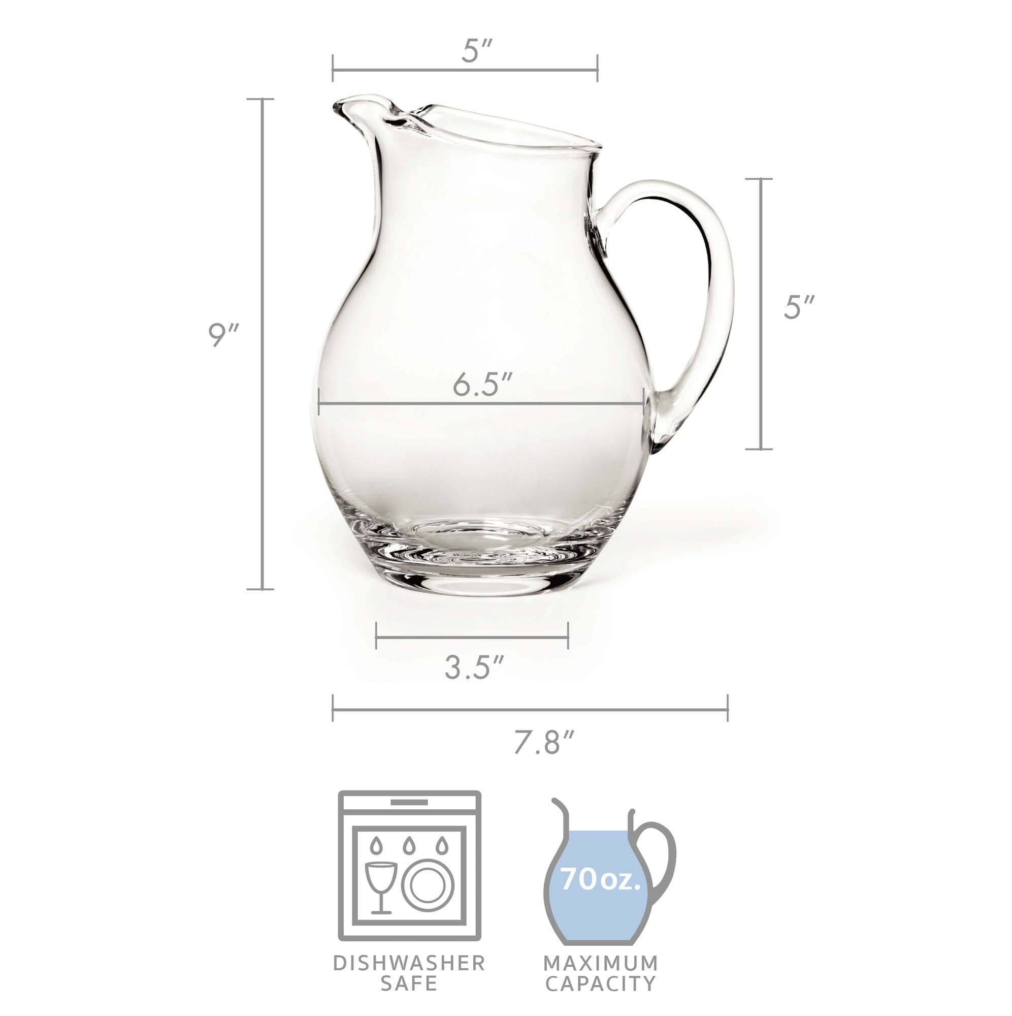 Mikasa Napoli Glass Beverage Pitcher Clear, 70 Ounce