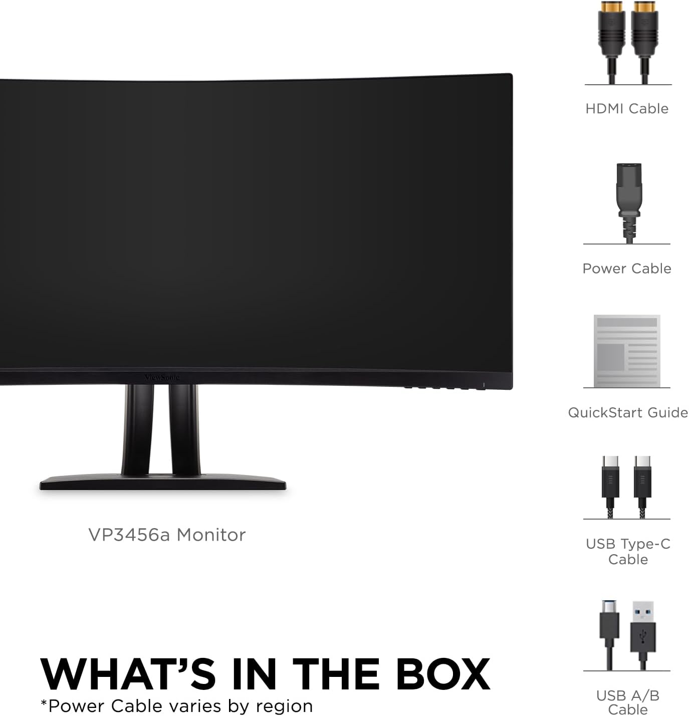 ViewSonic 34" Ultrawide QHD 1440p Curved Monitor with 100W USB C, 75 Hz, Black - Certified Refurbished