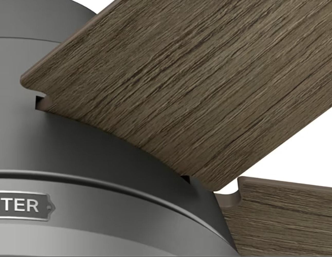 Hunter Fans 44" Locke Ceiling Fan with LED Light, Pull Chain Control, Matte Silver, Warm Grey Oak Blades