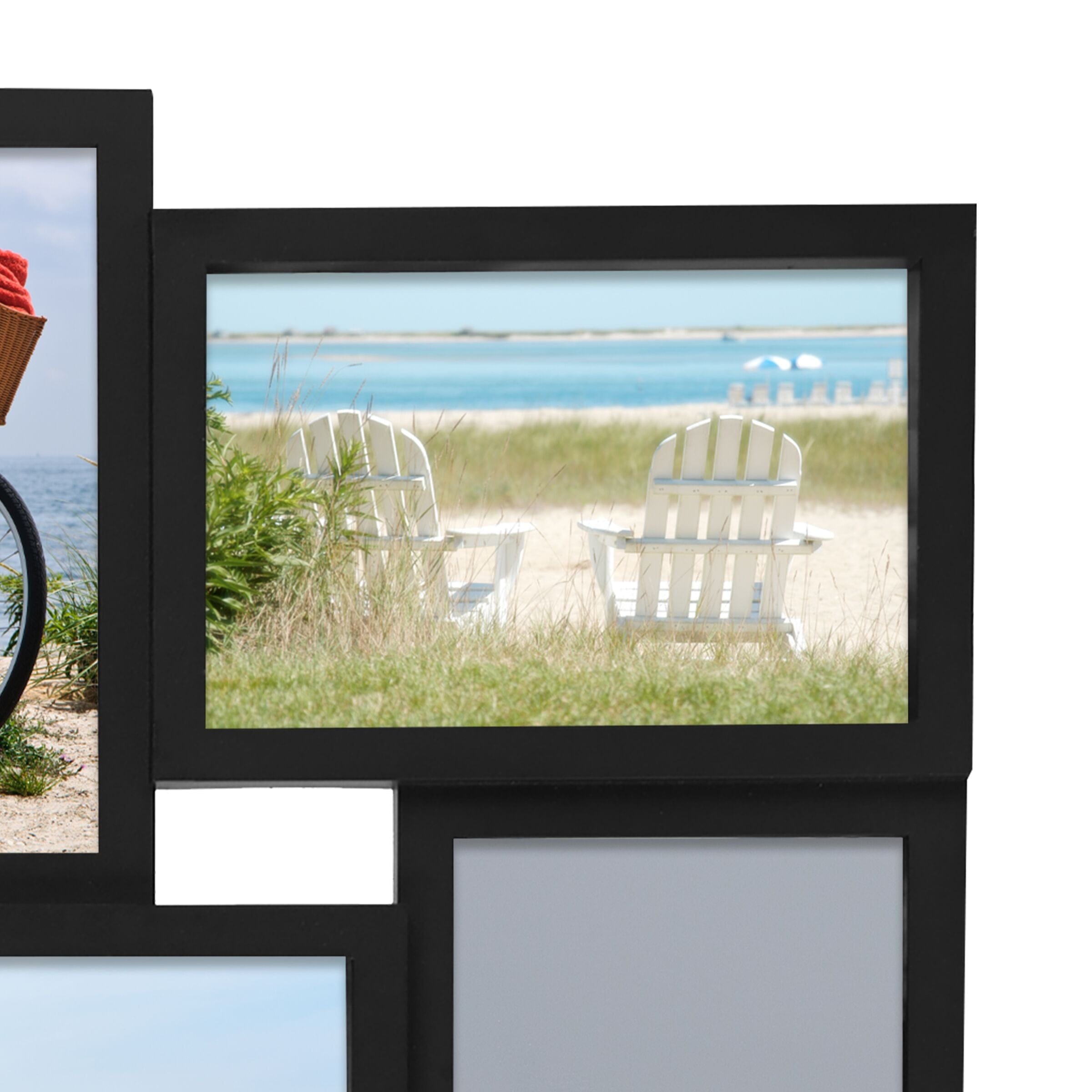 Melannco 24 x 12 Inch 8 Opening Photo Collage Frame, Displays Four 4x6 and Four 6x4 Inch Photos, Black