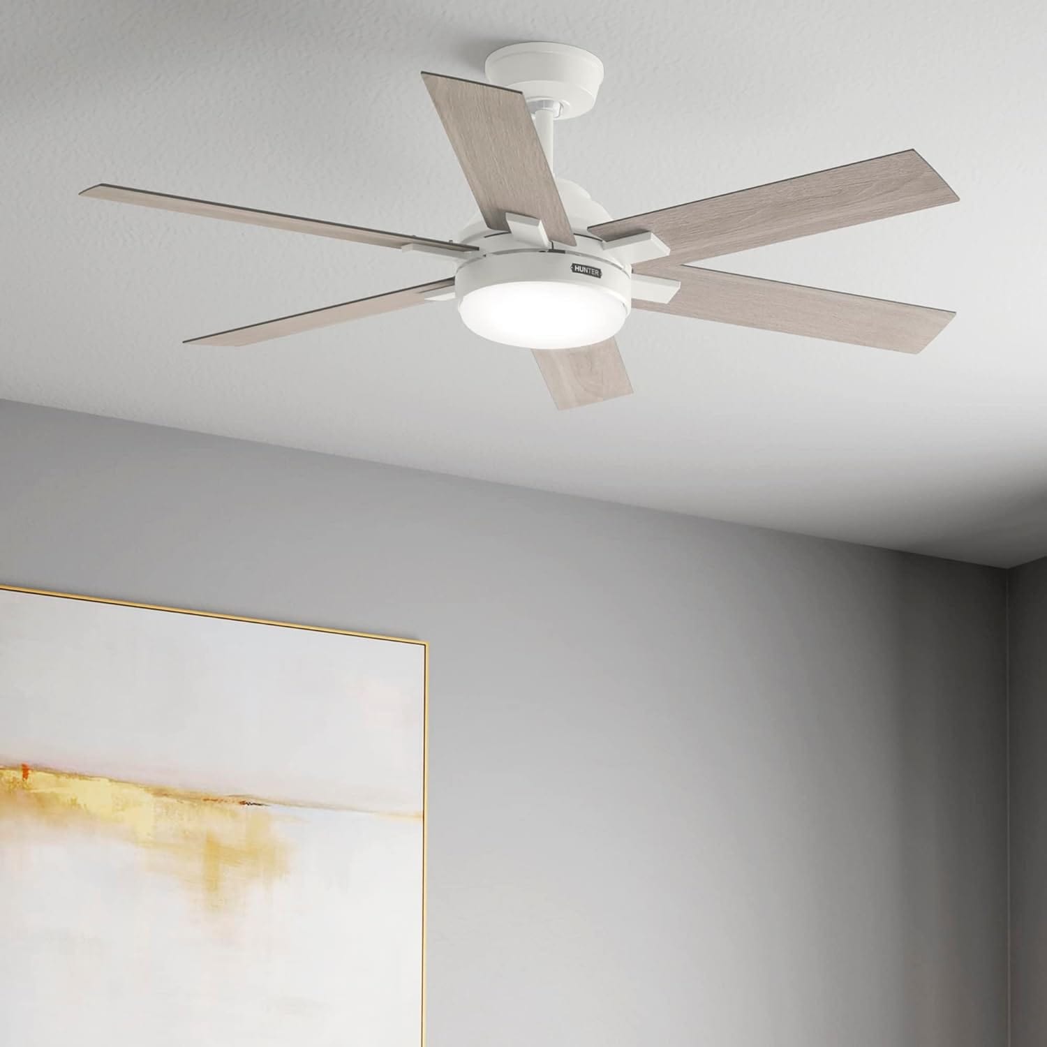 Hunter Fans 52" Georgetown Ceiling Fan with LED Light & Remote Control, Fresh White